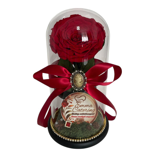 Cupolă de sticlă cu trandafir criogenat roșu antique ruby- restaurant